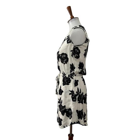 Babaton Womens Sleeveless Silk Floral Dress Black White XXS - Picture 4 of 7